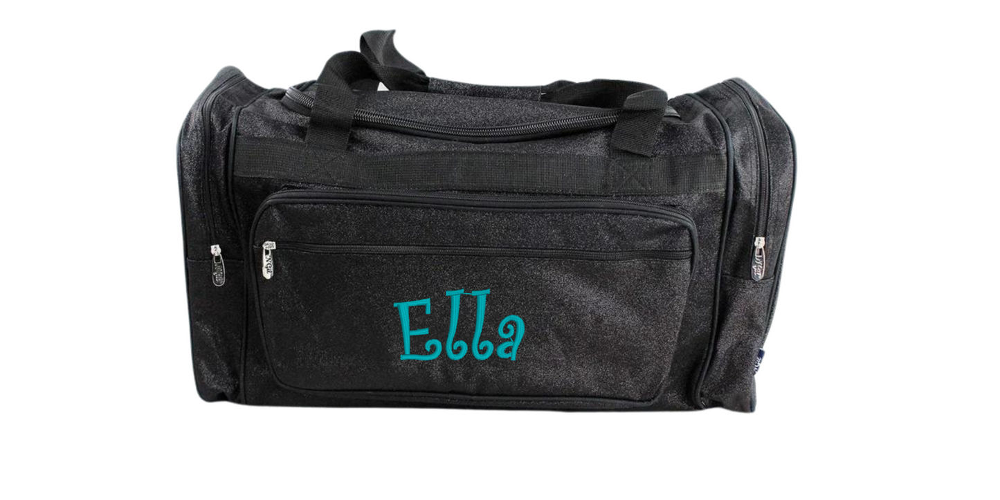 Monogrammed Duffel Bag Glitter 23 Inches Turquoise