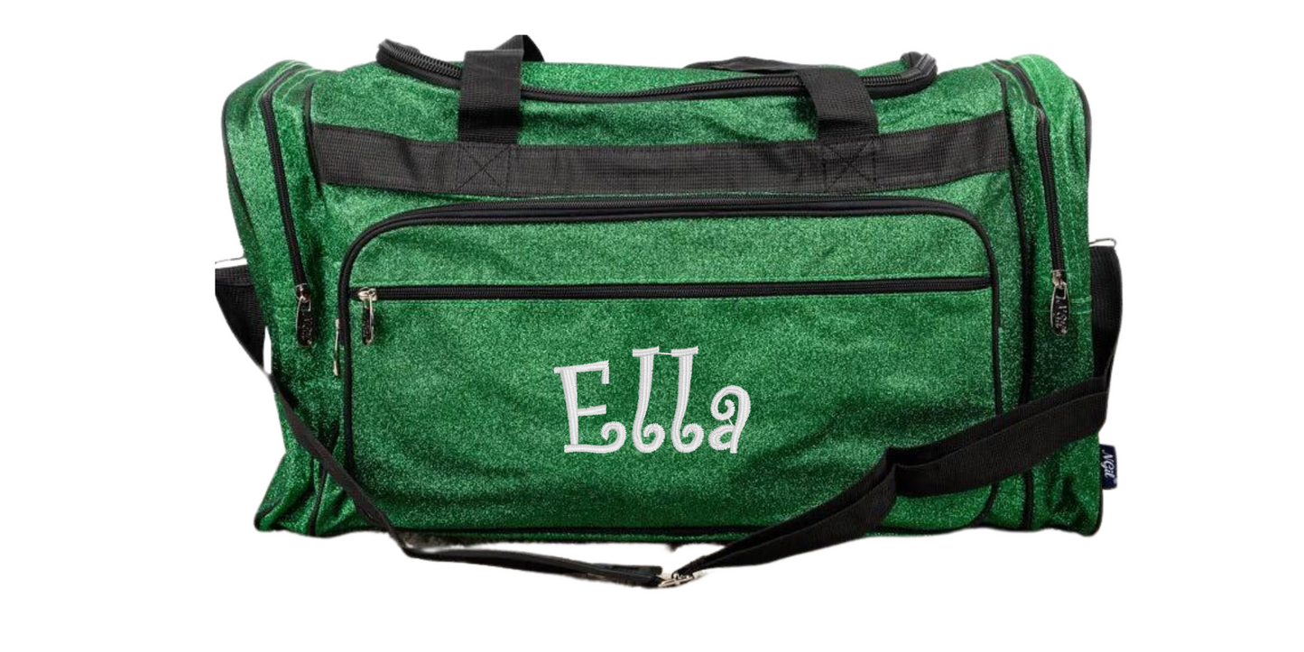 Monogrammed Duffel Bag Glitter 23 Inches Turquoise