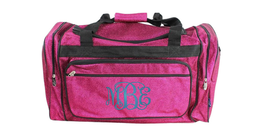 Monogrammed Duffel Bag Glitter 23 Inches Hot Pink