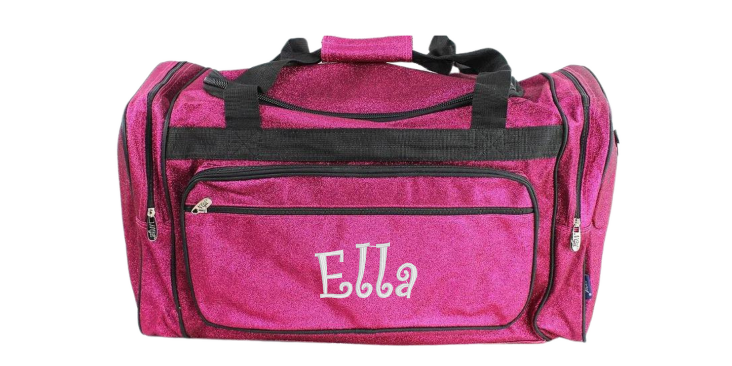 Monogrammed Duffel Bag Glitter 23 Inches Turquoise