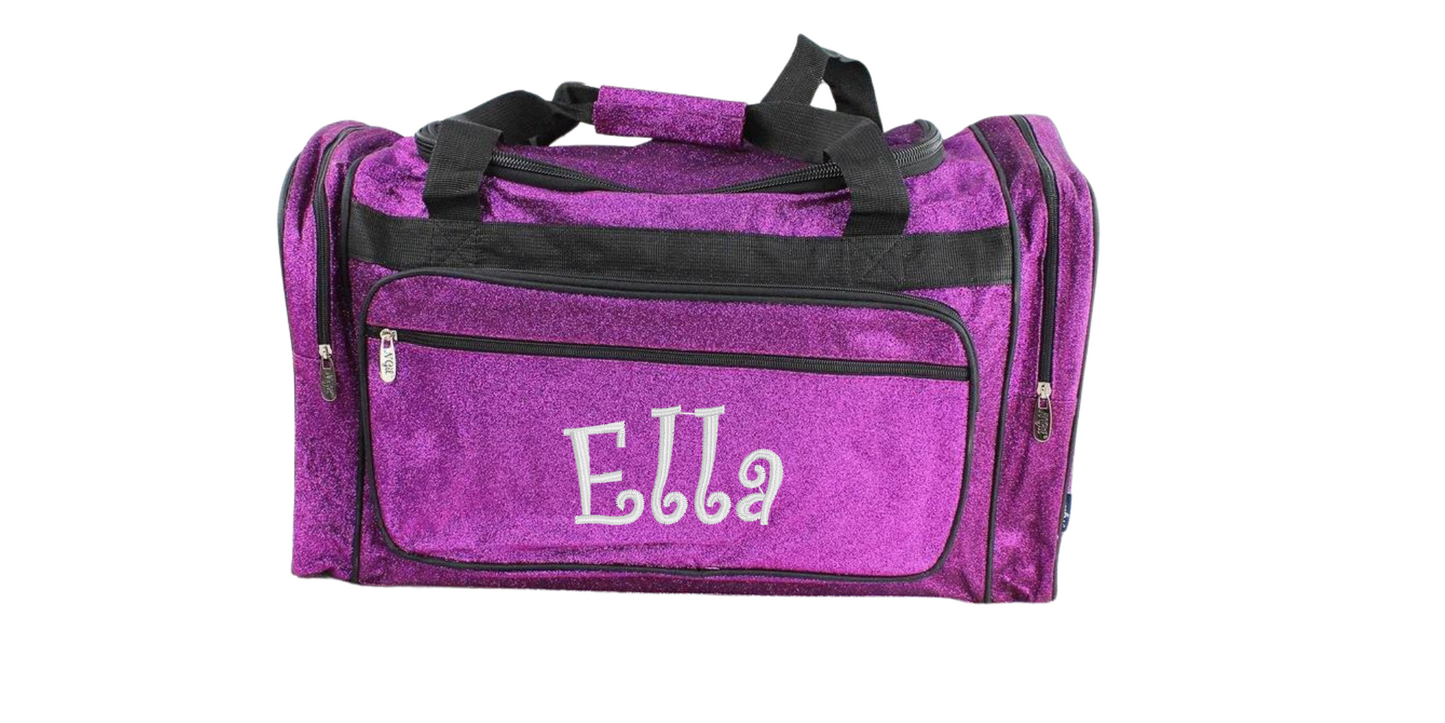 Monogrammed Duffel Bag Glitter 23 Inches Turquoise