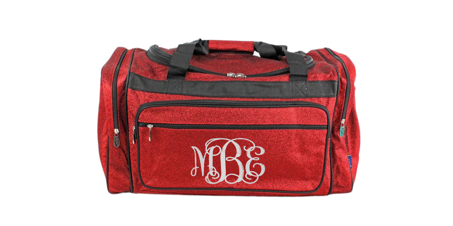 Monogrammed Duffel Bag Glitter 23 Inches Hot Pink