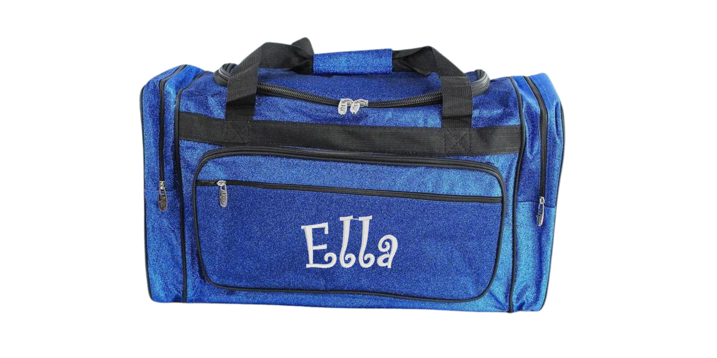 Monogrammed Duffel Bag Glitter 23 Inches Turquoise