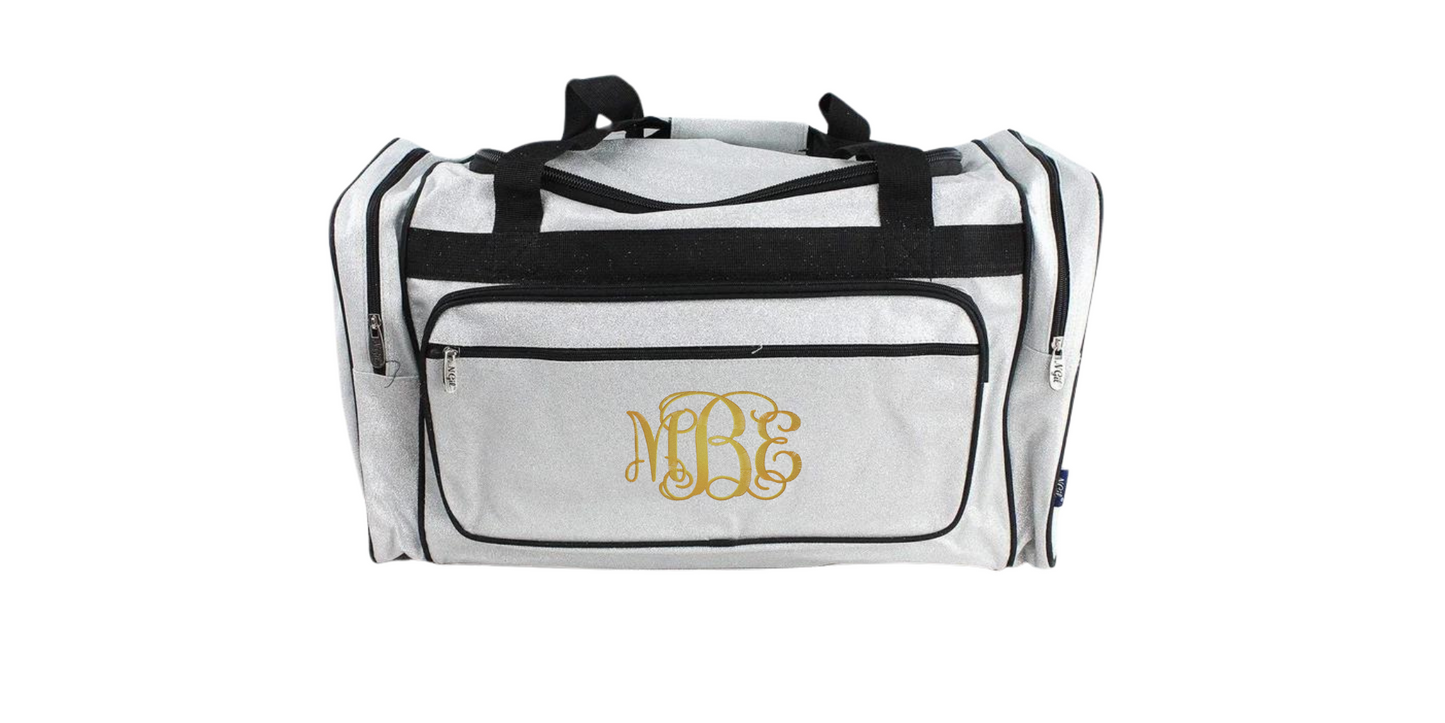 Monogrammed Duffel Bag Glitter 23 Inches Hot Pink