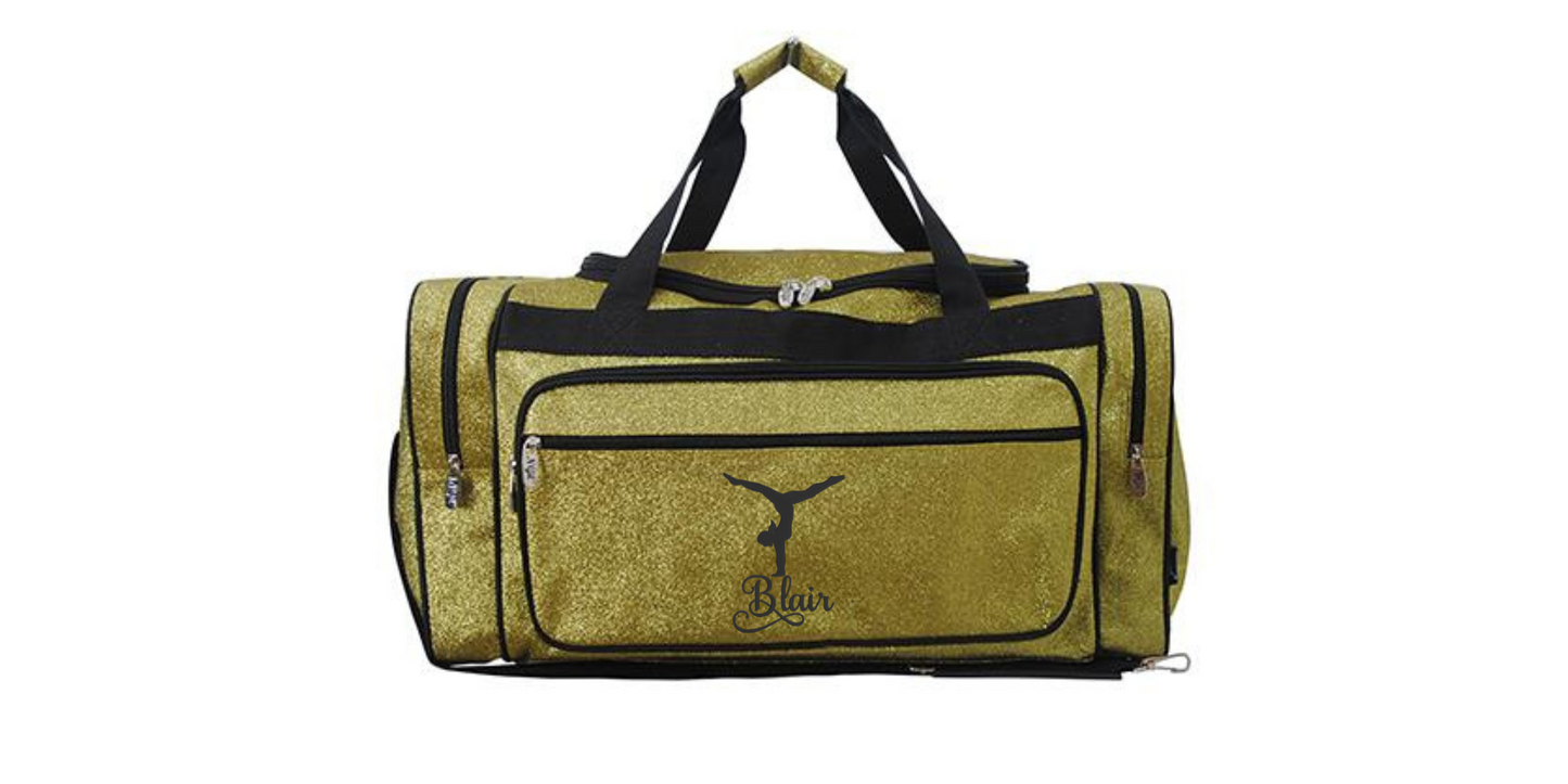 Gymnast Duffel Bag Glitter 23 Inches Green