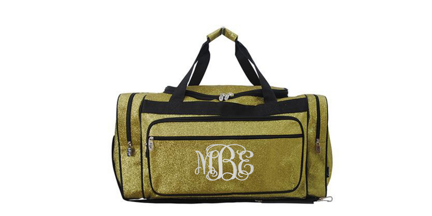 Monogrammed Duffel Bag Glitter 23 Inches Hot Pink