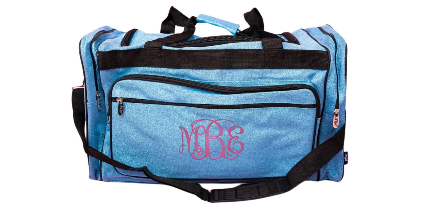 Monogrammed Duffel Bag Glitter 23 Inches Hot Pink