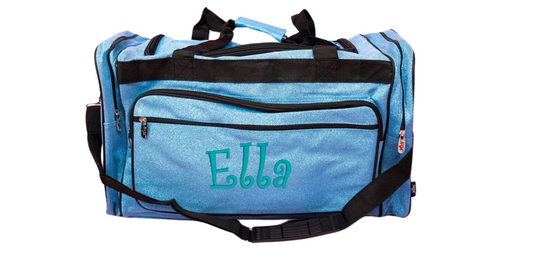 Monogrammed Duffel Bag Glitter 23 Inches Turquoise